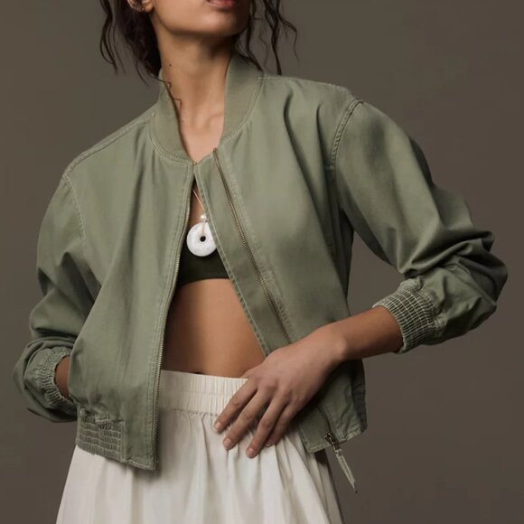 Anthropologie Pilcro Canvas Cropped Bomber Jacket - Picture 2 of 16